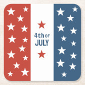 4 juli Tekst rood, wit en blauw met sterren Kartonnen Onderzetters (Voorkant)