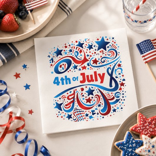 4 juli tekst & sterren patriottische viering servet