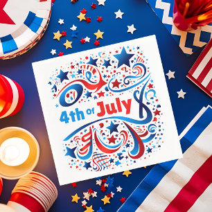 4 juli Tekst & Sterren Patriottische Viering Servet