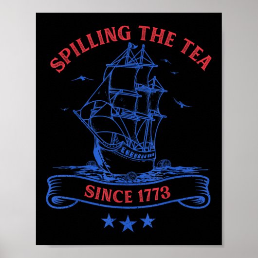 4 juli thee morsen sinds 1773 grappig retro poster (Voorkant)
