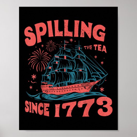 4 juli thee morsen sinds 1773 grappig retro poster (Voorkant)