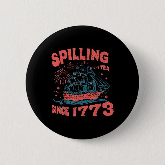4 juli thee morsen sinds 1773 grappig retro ronde button 5,7 cm (Voorkant)