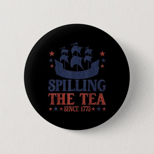 4 juli thee morsen sinds 1773 grappig retro ronde button 5,7 cm (Voorkant)