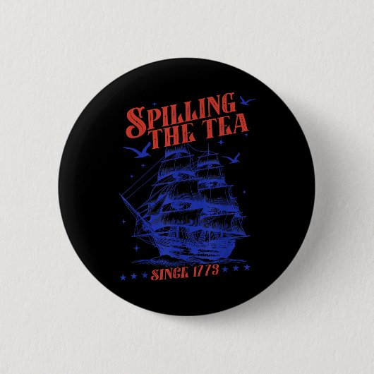 4 juli thee morsen sinds 1773 grappig retro ronde button 5,7 cm (Voorkant)