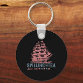 4 juli thee morsen sinds 1773 grappig retro sleutelhanger (Voorkant)