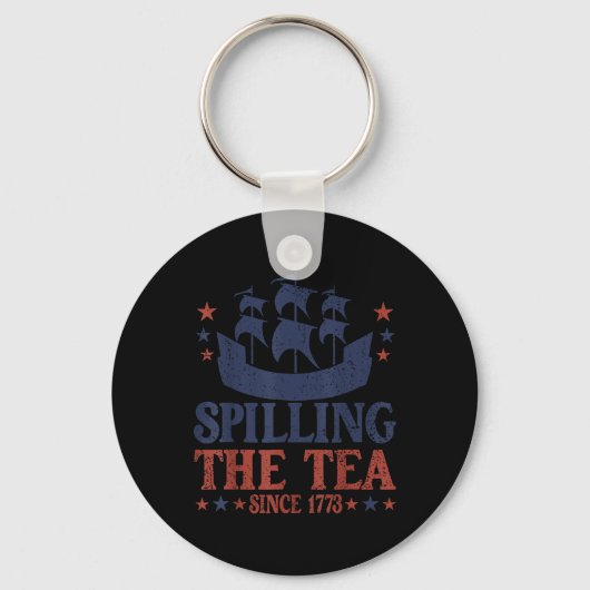 4 juli thee morsen sinds 1773 grappig retro sleutelhanger (Voorkant)