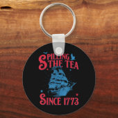 4 juli thee morsen sinds 1773 grappig retro sleutelhanger (Voorkant)