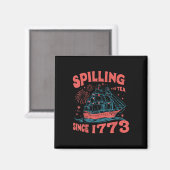4 juli thee morsen sinds 1773 grappige retro magneet (Voorkant / Achterkant)
