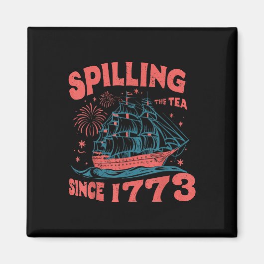 4 juli thee morsen sinds 1773 grappige retro magneet (Voorkant)