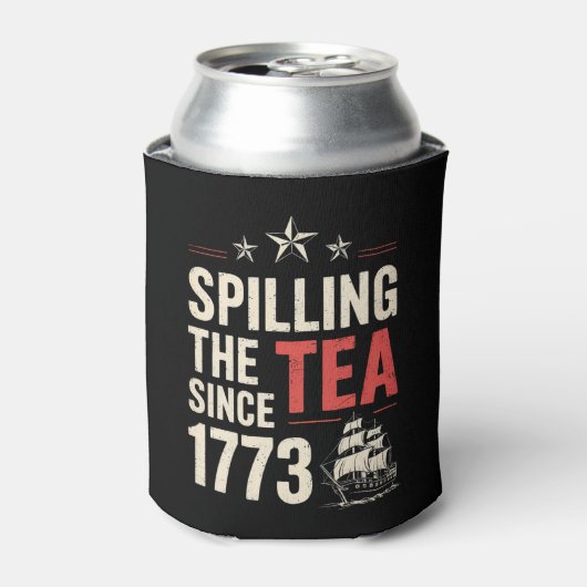 4 juli thee morsen sinds 1773 patriottisch blikjeskoeler (Blikje Voorkant)