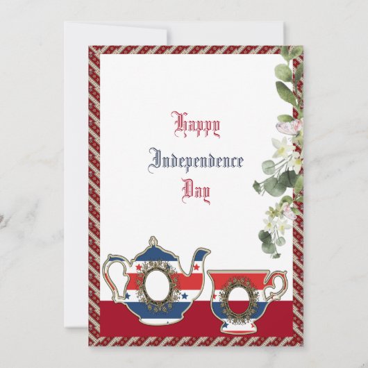 4 juli  theepot middag High Tea Party Kaart (Achterkant)