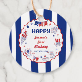 4 juli thema handgetekende verjaardag bedankjes labels