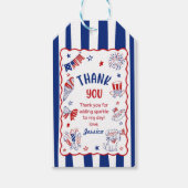 4 juli thema handgetekende verjaardag cadeaulabel (Voorkant)