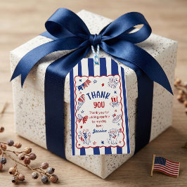 4 juli thema handgetekende verjaardag cadeaulabel