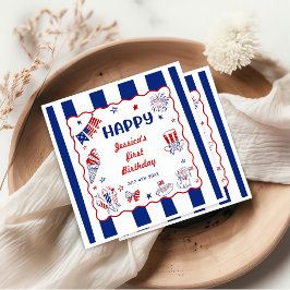 4 juli thema handgetekende verjaardag servet