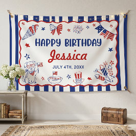 4 juli thema handgetekende verjaardag spandoek