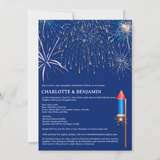 4 juli Thema Koppel Douche Kaart (Voorkant)