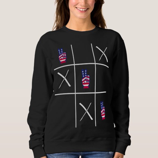 4 juli Tic Tac Toe Peace Sign Trui (Voorkant)