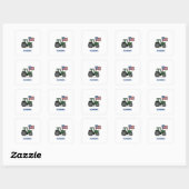 4 juli Tractor Tuigje Vierkante Sticker (Vel)