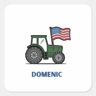4 juli Tractor Tuigje Vierkante Sticker