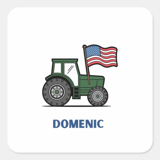 4 juli Tractor Tuigje Vierkante Sticker (Voorkant)