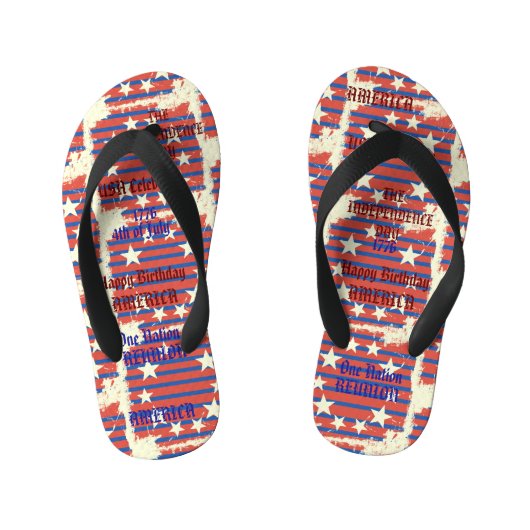 4 juli Trendy Patriotic Design Kinder Teenslippers (Voetbed)