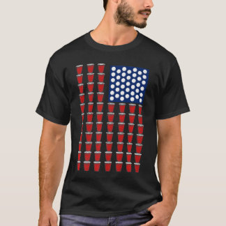 4 juli trendy rode solo-beker bierpong VS-vlag T-shirt