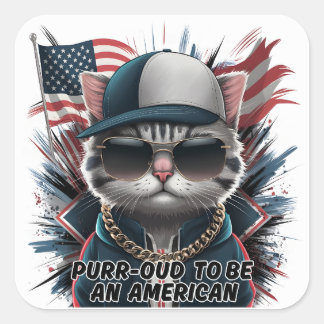 4 juli Trots Hipster Cat Sticker Sheet