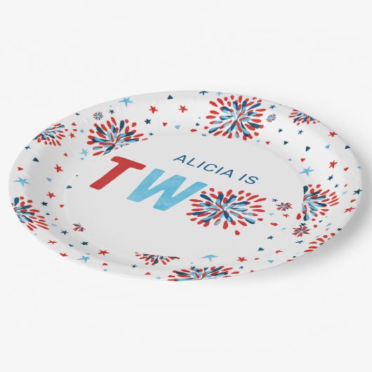 4 juli Tweede verjaardag Papieren Bordje (Gekanteld)