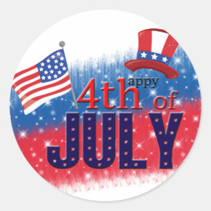 4 juli typografie ronde sticker