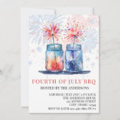 4 juli uitnodiging, 4 juli feest flyer kaart (Voorkant)