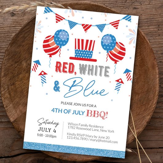 4 juli uitnodiging Bewerkbare BBQ Onafhankelijkhei