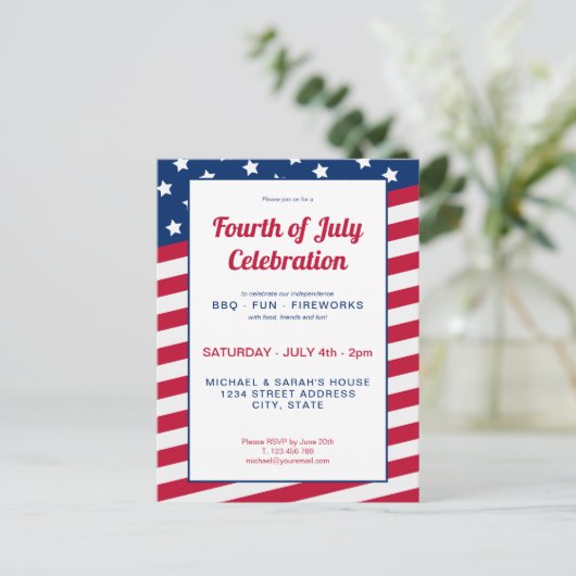 4 juli uitnodiging briefkaart (Staand voorkant)