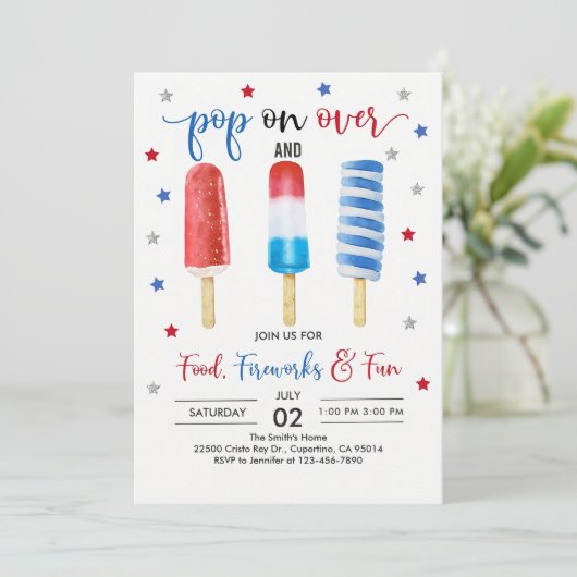 4 juli Uitnodiging Onafhankelijkheidsdag feest Inv (Staand voorkant)