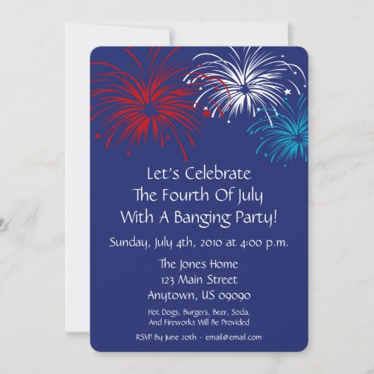 4 juli uitnodiging (Star Spangled Fireworks) (Voorkant)