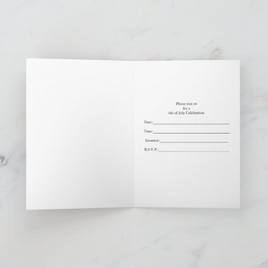 4 juli Uitnodiging tot feestvieren Amerikaanse vla (Binnen)