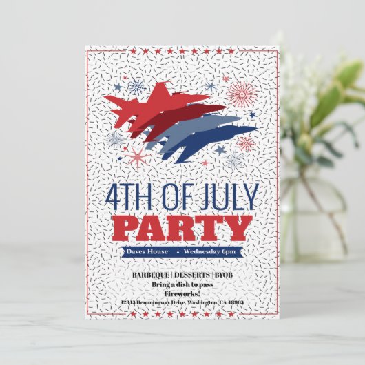 4 juli uitnodiging van de Barbeque Party inzake st (Staand voorkant)