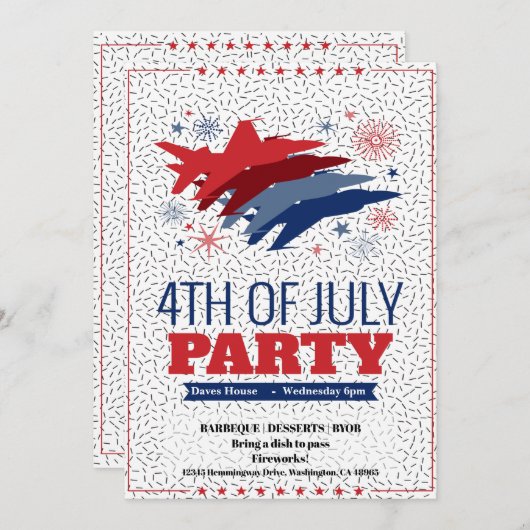 4 juli uitnodiging van de Barbeque Party inzake st (Voorkant / Achterkant)