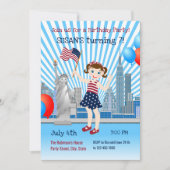 4 juli uitnodiging van de meisjespartij (Voorkant)