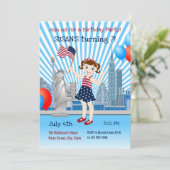 4 juli uitnodiging van de meisjespartij (Staand voorkant)