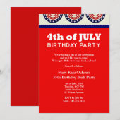 4 juli uitnodiging van de partij van Birthday (Voorkant / Achterkant)