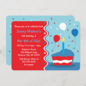 4 juli uitnodiging van de partij van Birthday (Voorkant / Achterkant)