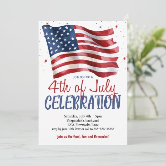 4 Juli Uitnodiging van de Partij van de Amerikaans (Staand voorkant)