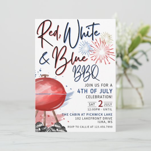 4 juli uitnodiging, Viering van de vierde juli Kaart (Staand voorkant)