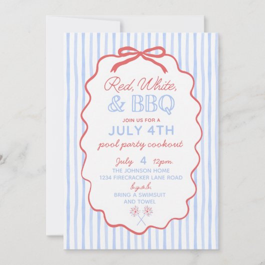 4 juli Uitnodiging voor Adult Pool Party, Fourt (Voorkant)