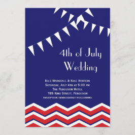 4 juli Uitnodiging voor bruiloft - Chevrons & Flag