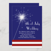 4 juli Uitnodiging voor bruiloft met strepen (Voorkant / Achterkant)