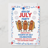 4 juli Uitnodiging voor een feest met dansende hot (Voorkant)