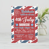 4 juli Uitnodiging voor een feestje, Patriottische (Staand voorkant)