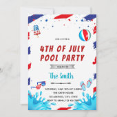 4 juli uitnodiging voor een poolparty (Voorkant)